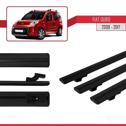 Kompatibel mit Fiat Qubo 2008-2017 Basismodell Dachgepäckträger, schwarzes Aluminium, 3 Stangen