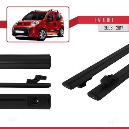 Kompatibel mit Fiat Qubo 2008-2017 Basismodell Dachgepäckträger, schwarzes Aluminium, 2 Stangen