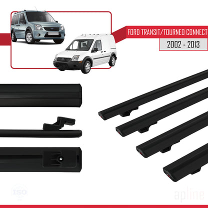 Compatible with Ford Transit/Tourneo Connect 2002-2013 BASIC Model Car Roof Rack Cross Bar Black Aluminium 4 Bars