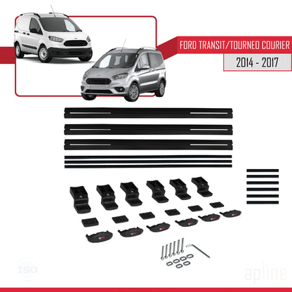 Compatible with Ford Transit/Tourneo Courier Pre-Facelift 2014-2017 BASIC Model Car Roof Rack Cross Bar Black Aluminium 3 Bars