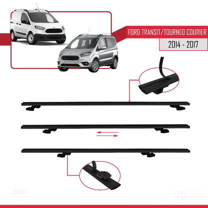 Compatible with Ford Transit/Tourneo Courier Pre-Facelift 2014-2017 BASIC Model Car Roof Rack Cross Bar Black Aluminium 3 Bars