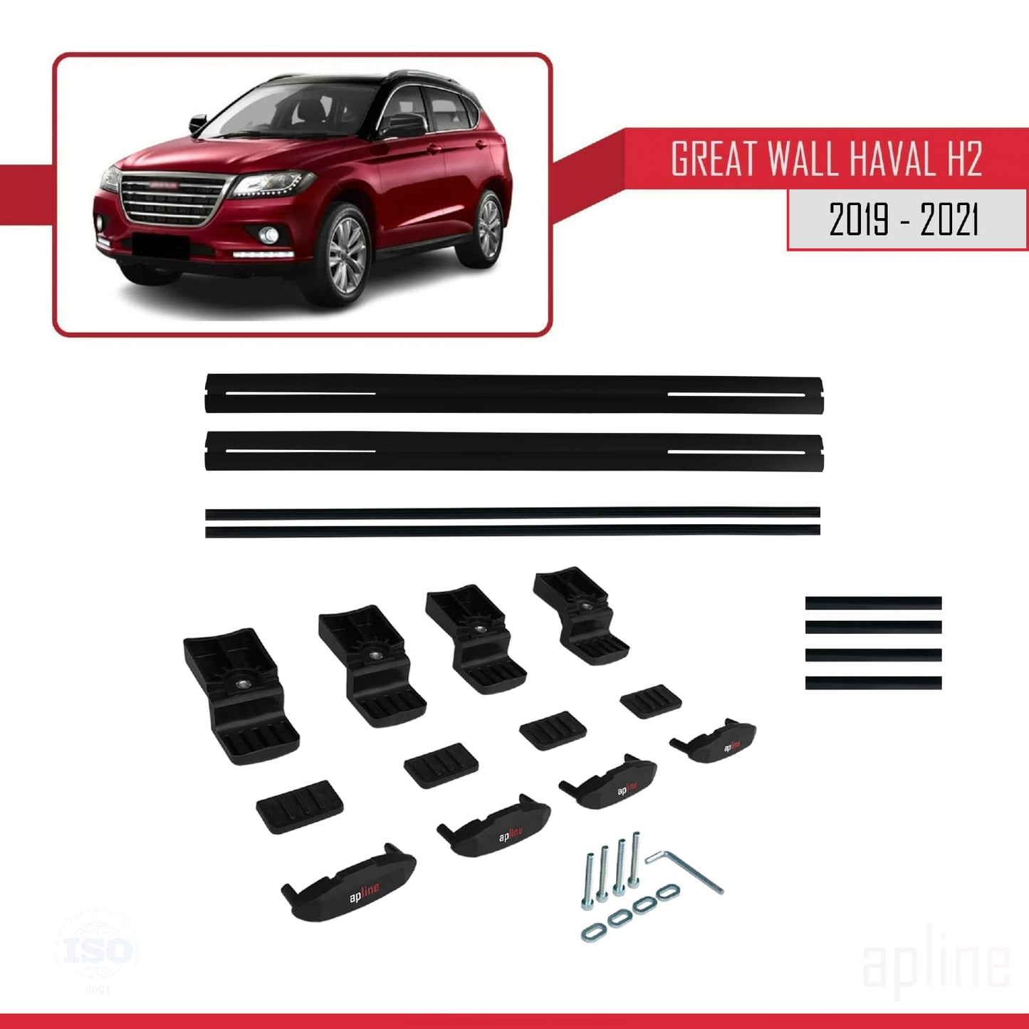 Compatible with Great Wall Haval H2 2019-2021 BASIC Model Car Roof Rack Cross Bar Black Aluminium 2 Bars