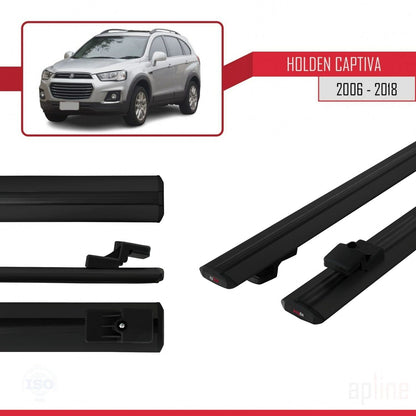 Compatible with Holden Captiva 2006-2018 BASIC Model Car Roof Rack Cross Bar Black Aluminium 2 Bars