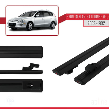 Compatible avec Hyundai Elantra Touring (FD) 2009-2012 BASIC Model Barres de Toit Railing Porte-Bagages de Voiture Noir Aluminium 2 Barres