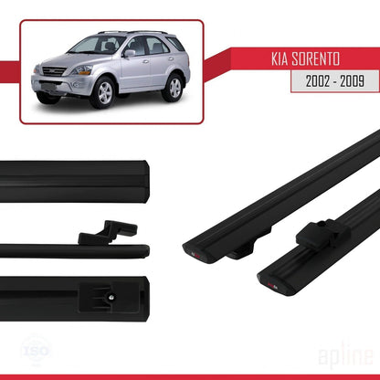 Compatible avec Kia Sorento (BL) 2002-2009 BASIC Model Barres de Toit Railing Porte-Bagages de Voiture Noir Aluminium 2 Barres