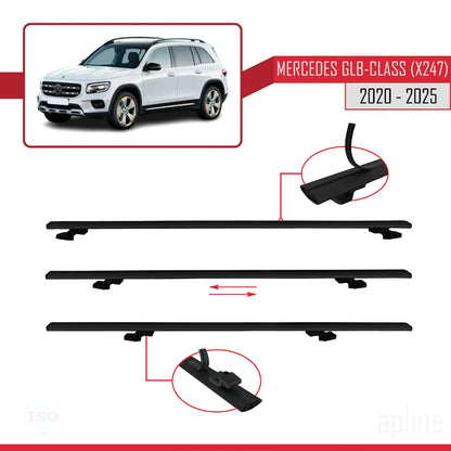 Compatible avec Mercedes Classe GLB (X247) 2020-2025 BASIC Model Barres de Toit Railing Porte-Bagages de Voiture Noir Aluminium 3 Barres