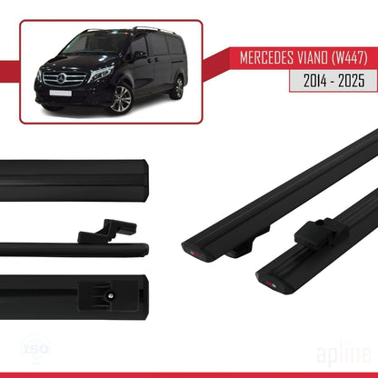 Compatible avec Mercedes Viano 3 (W447) 2014-2025 BASIC Model Barres de Toit Railing Porte-Bagages de Voiture Noir Aluminium 2 Barres
