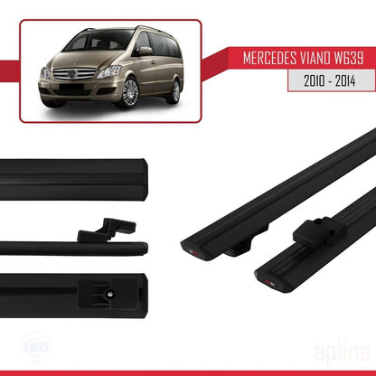 Compatible avec Mercedes Viano 2 (W639) Post-Facelift 2010-2014 BASIC Model Barres de Toit Railing Porte-Bagages de Voiture Noir Aluminium 2 Barres