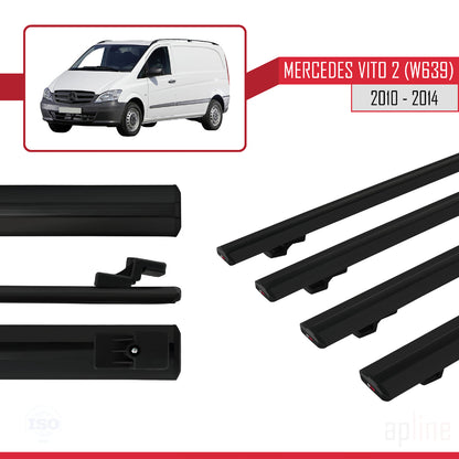 Compatible with Mercedes Vito 2 (W639) Post-Facelift 2010-2014 BASIC Model Car Roof Rack Cross Bar Black Aluminium 4 Bars