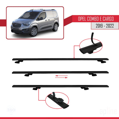 Compatible avec Opel Combo E Cargo 2019-2022 BASIC Model Barres de Toit Railing Porte-Bagages de Voiture Noir Aluminium 4 Barres