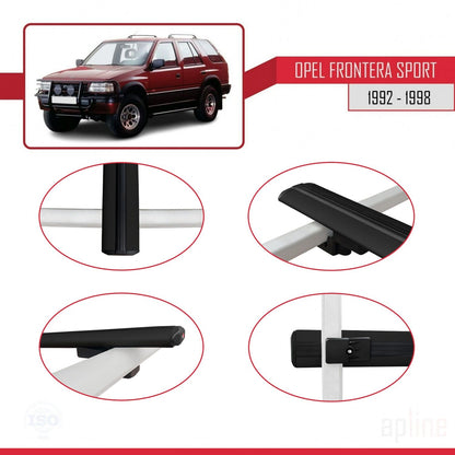 Compatible with Opel Frontera Sport 1992-1998 BASIC Model Car Roof Rack Cross Bar Black Aluminium 3 Bars