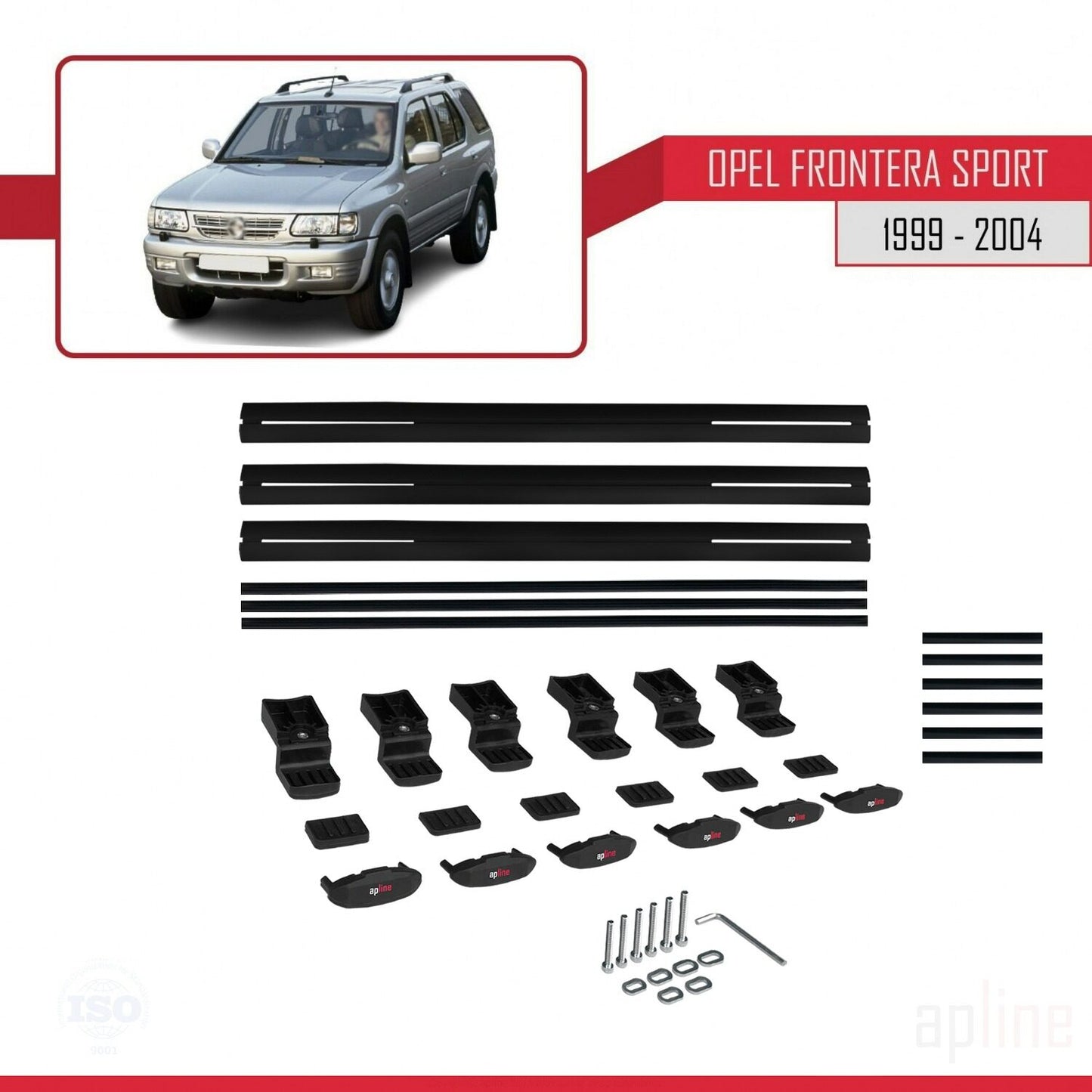 Compatible with Opel Frontera Sport 2 1999-2004 BASIC Model Car Roof Rack Cross Bar Black Aluminium 3 Bars