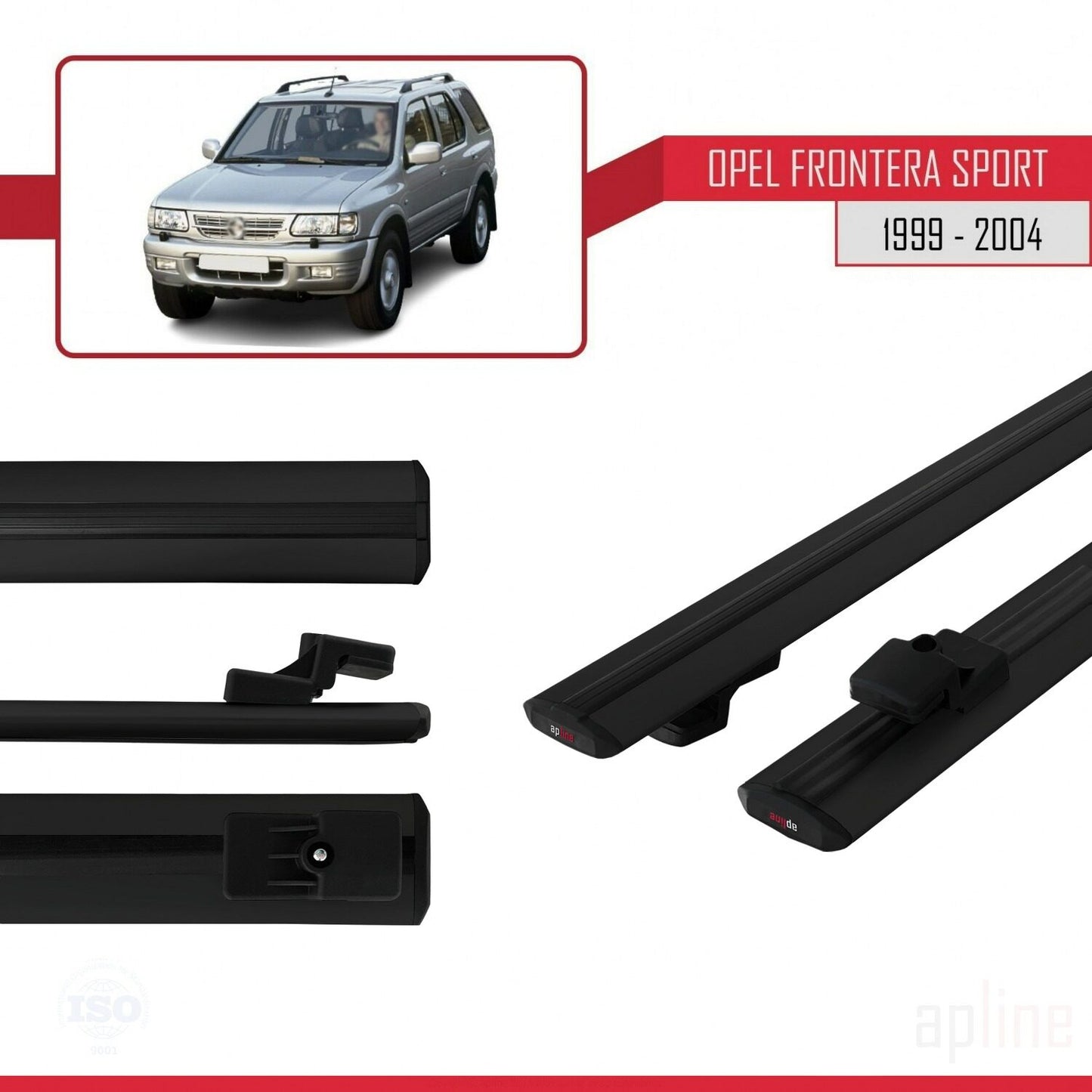 Compatible con Opel Frontera Sport 2 1999-2004 BASIC Model Barras de Techo Auto Portaequipajes Barras Transversales Negro Aluminio 2 Barras