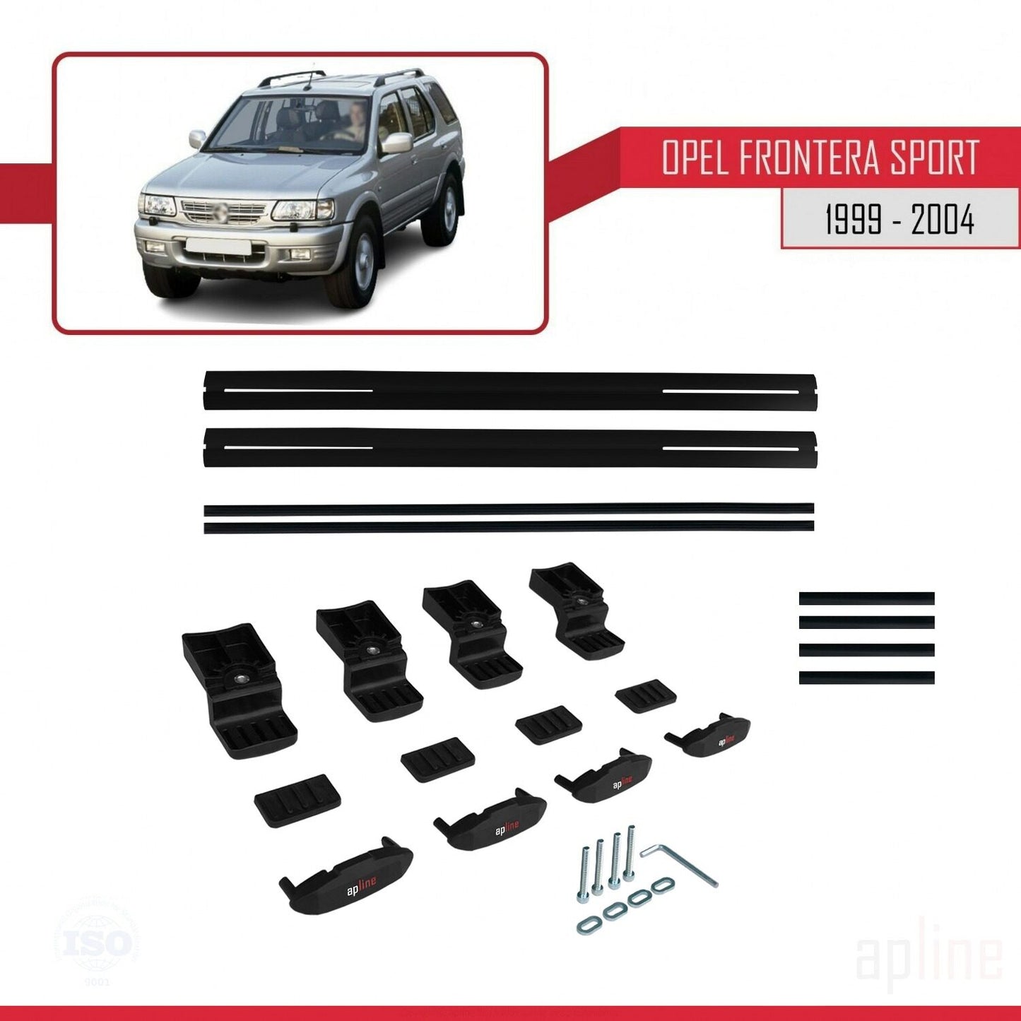 Compatible con Opel Frontera Sport 2 1999-2004 BASIC Model Barras de Techo Auto Portaequipajes Barras Transversales Negro Aluminio 2 Barras