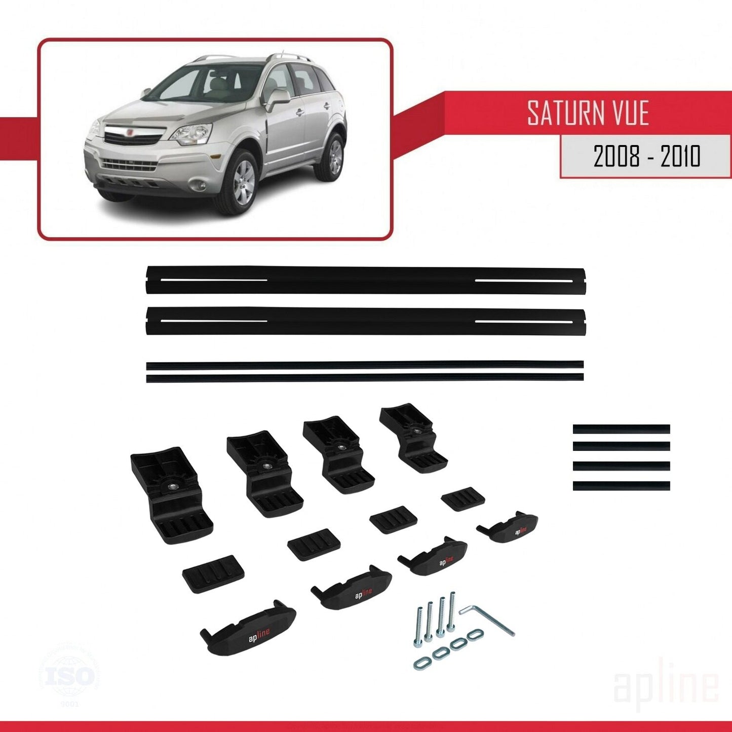 Compatible avec Saturn Vue 2 2008-2010 BASIC Model Barres de Toit Railing Porte-Bagages de Voiture Noir Aluminium 2 Barres