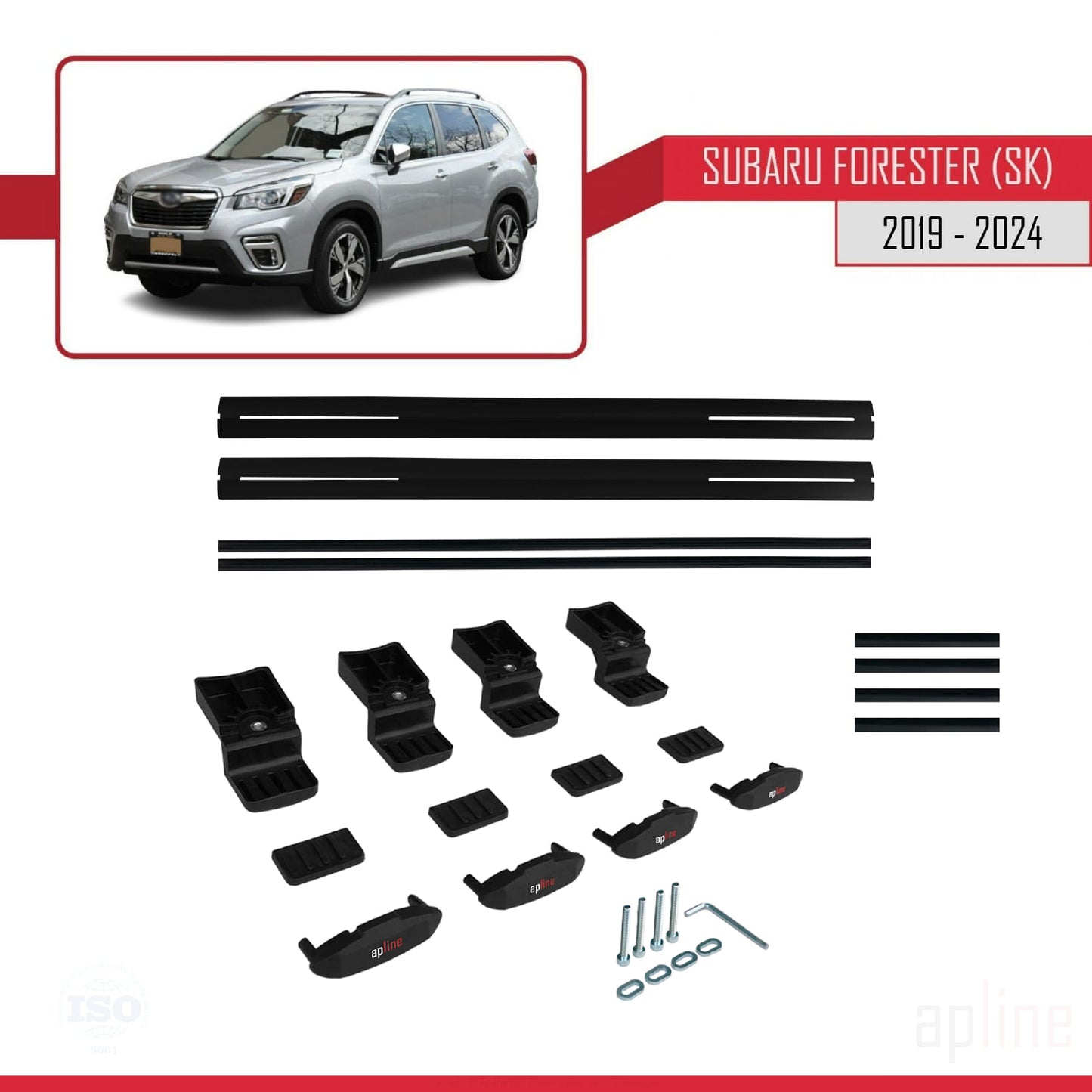 Compatible avec Subaru Forester 5 (SK) 2019-2024 BASIC Model Barres de Toit Railing Porte-Bagages de Voiture Noir Aluminium 2 Barres