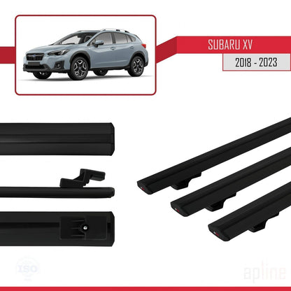 Compatible avec Subaru XV 2 2018-2023 BASIC Model Barres de Toit Railing Porte-Bagages de Voiture Noir Aluminium 3 Barres
