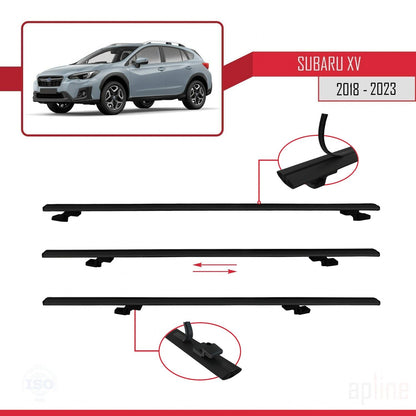 Compatible avec Subaru XV 2 2018-2023 BASIC Model Barres de Toit Railing Porte-Bagages de Voiture Noir Aluminium 2 Barres