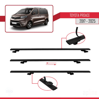 Compatible avec Toyota Proace 2017-2025 BASIC Model Barres de Toit Railing Porte-Bagages de Voiture Noir Aluminium 4 Barres