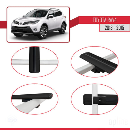 Compatible avec Toyota RAV4 IV (XA40) Pre-Facelift 2013-2015 BASIC Model Barres de Toit Railing Porte-Bagages de Voiture Noir Aluminium 3 Barres