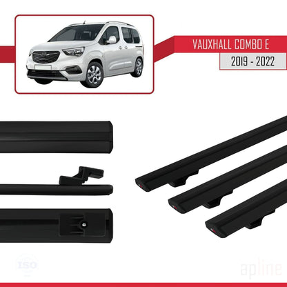 Compatible avec Vauxhall Combo E Life 2019-2022 BASIC Model Barres de Toit Railing Porte-Bagages de Voiture Noir Aluminium 3 Barres