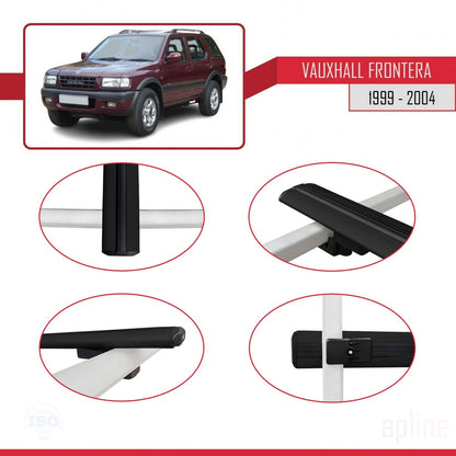 Compatible avec Vauxhall Frontera 2 1999-2004 BASIC Model Barres de Toit Railing Porte-Bagages de Voiture Noir Aluminium 3 Barres