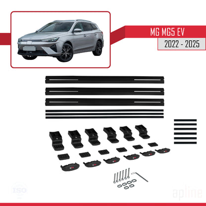 Compatible avec MG 5 EV 2022-2025 BASIC Model Barres de Toit Railing Porte-Bagages de Voiture Noir Aluminium 3 Barres