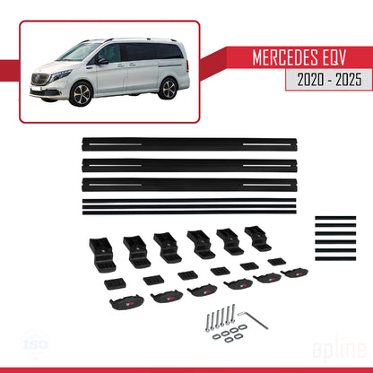 Compatible avec Mercedes EQV (W447) 2020-2025 BASIC Model Barres de Toit Railing Porte-Bagages de Voiture Noir Aluminium 3 Barres