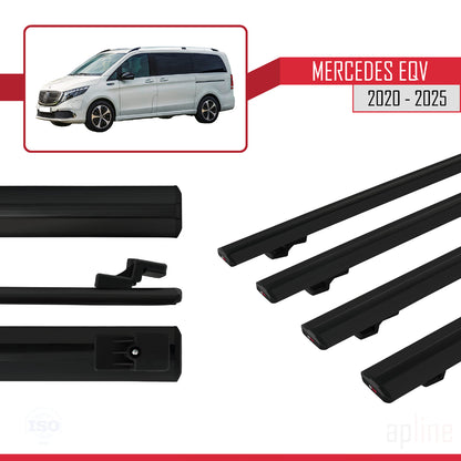 Compatible avec Mercedes EQV (W447) 2020-2025 BASIC Model Barres de Toit Railing Porte-Bagages de Voiture Noir Aluminium 4 Barres