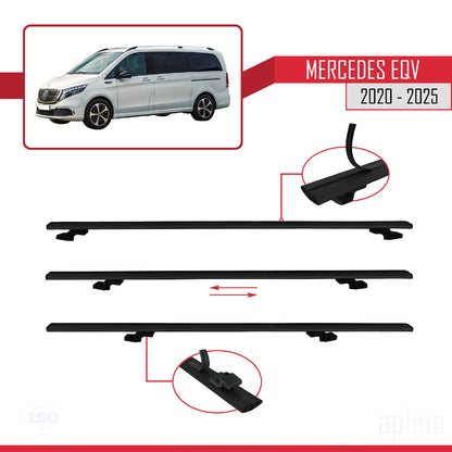 Compatible avec Mercedes EQV (W447) 2020-2025 BASIC Model Barres de Toit Railing Porte-Bagages de Voiture Noir Aluminium 4 Barres