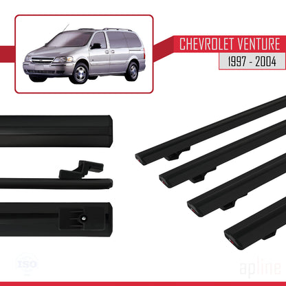 Compatible avec Chevrolet Venture 1997-2004 BASIC Model Barres de Toit Railing Porte-Bagages de Voiture Noir Aluminium 4 Barres