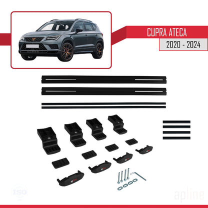 Compatible avec Cupra Ateca 2020-2024 BASIC Model Barres de Toit Railing Porte-Bagages de Voiture Noir Aluminium 2 Barres