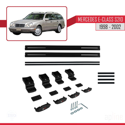 Compatible avec Mercedes E Class S210 Wagon 1998-2002 BASIC Model Barres de Toit Railing Porte-Bagages de Voiture Noir Aluminium 2 Barres