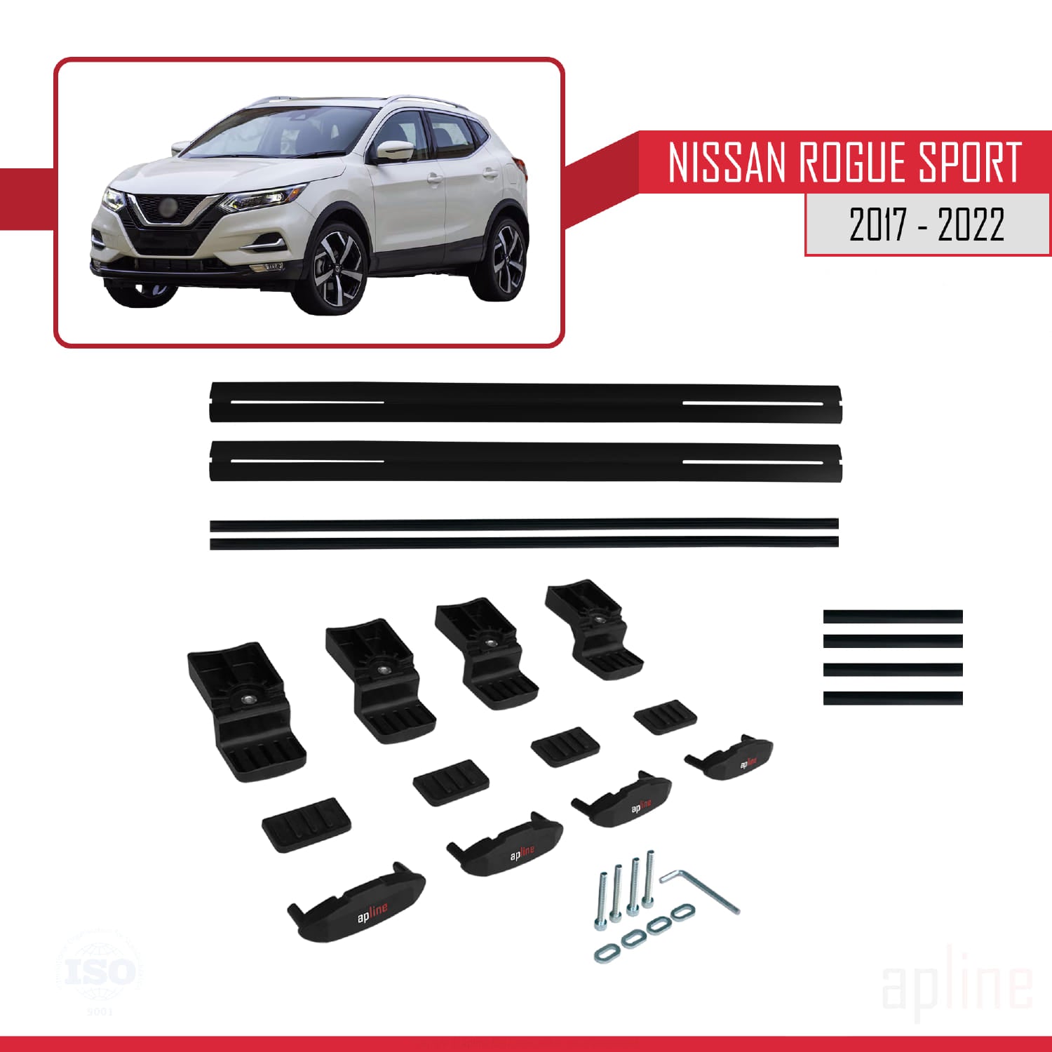 Compatible avec Nissan Rogue Sport 2017-2022 BASIC Model Barres de Toit Railing Porte-Bagages de Voiture Noir Aluminium 2 Barres