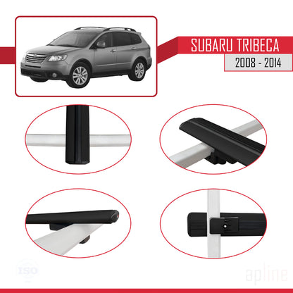 Compatible avec Subaru Tribeca 2008-2014 BASIC Model Barres de Toit Railing Porte-Bagages de Voiture Noir Aluminium 2 Barres