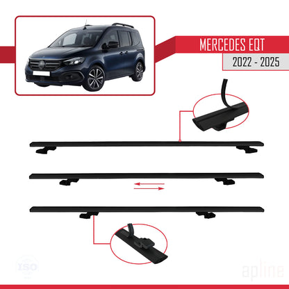 Compatible avec Mercedes EQT / Citan W420 2022-2025 BASIC Model Barres de Toit Railing Porte-Bagages de Voiture Noir Aluminium 2 Barres