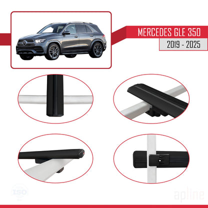 Compatible avec Mercedes GLE Class 4 (W167) 2019-2025 BASIC Model Barres de Toit Railing Porte-Bagages de Voiture Noir Aluminium 3 Barres