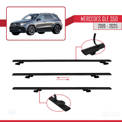Compatible avec Mercedes GLE Class 4 (W167) 2019-2025 BASIC Model Barres de Toit Railing Porte-Bagages de Voiture Noir Aluminium 2 Barres