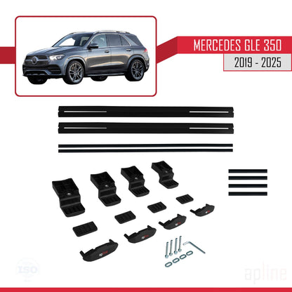 Compatible avec Mercedes GLE Class 4 (W167) 2019-2025 BASIC Model Barres de Toit Railing Porte-Bagages de Voiture Noir Aluminium 2 Barres