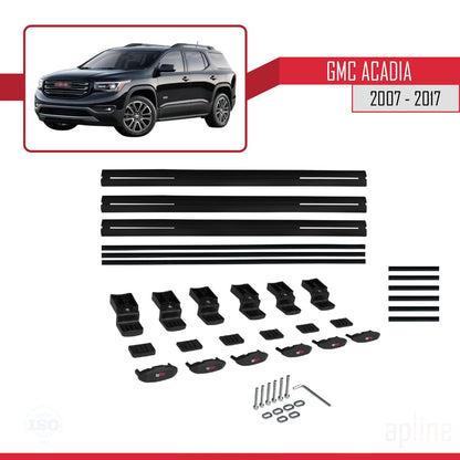 Compatible avec GMC Acadia 2007-2017 BASIC Model Barres de Toit Railing Porte-Bagages de Voiture Noir Aluminium 3 Barres