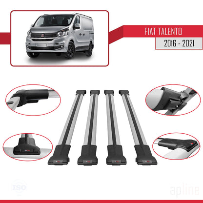 Compatible con Fiat Talento 2016-2021 FLY Model Barras de Techo Auto Portaequipajes Barras Transversales Gris Aluminio 4 Barras