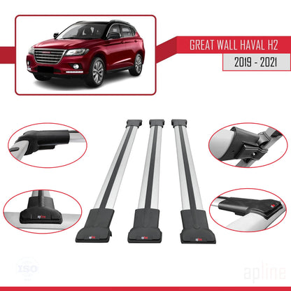 Compatible avec Great Wall Haval H2 2019-2021 FLY Model Barres de Toit Railing Porte-Bagages de Voiture Gris Aluminium 3 Barres
