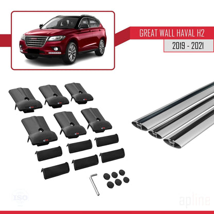 Compatible avec Great Wall Haval H2 2019-2021 FLY Model Barres de Toit Railing Porte-Bagages de Voiture Gris Aluminium 3 Barres