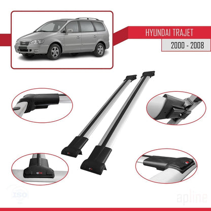 Compatible avec Hyundai Trajet 2000-2008 FLY Model Barres de Toit Railing Porte-Bagages de Voiture Gris Aluminium 2 Barres