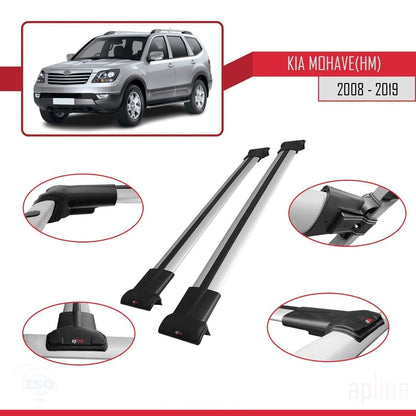 Compatible avec Kia Mohave (HM) 2008-2019 FLY Model Barres de Toit Railing Porte-Bagages de Voiture Gris Aluminium 2 Barres