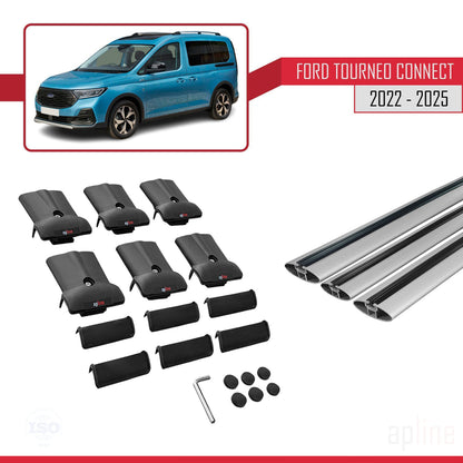 Compatible avec Ford Transit/Tourneo Connect 3 2022-2025 FLY Model Barres de Toit Railing Porte-Bagages de Voiture Gris Aluminium 3 Barres