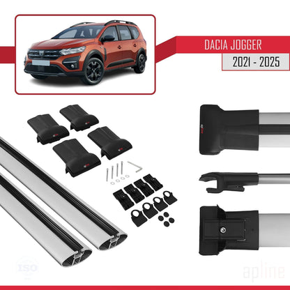 Compatible avec Dacia Jogger 2021-2025 FLY Model Barres de Toit Railing Porte-Bagages de Voiture Gris Aluminium 2 Barres
