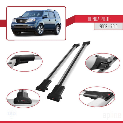 Compatible con Honda Pilot 2 2009-2015 FLY Model Barras de Techo Auto Portaequipajes Barras Transversales Gris Aluminio 2 Barras