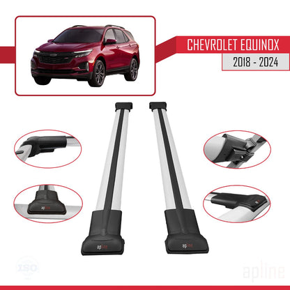 Compatible avec Chevrolet Equinox 2018-2024 FLY Model Barres de Toit Railing Porte-Bagages de Voiture Gris Aluminium 2 Barres