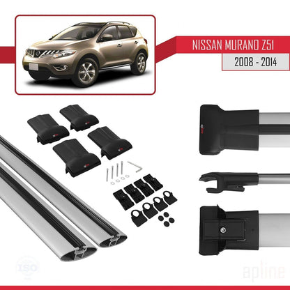 Compatible with Nissan Murano 2 (Z51) 2008-2014 FLY Model Car Roof Rack Cross Bar Grey Aluminium 2 Bars
